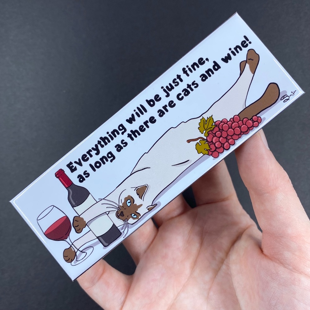Siamese Cat Wine Magnet Handmade Bartending Gifts and Home Kitchen Decor